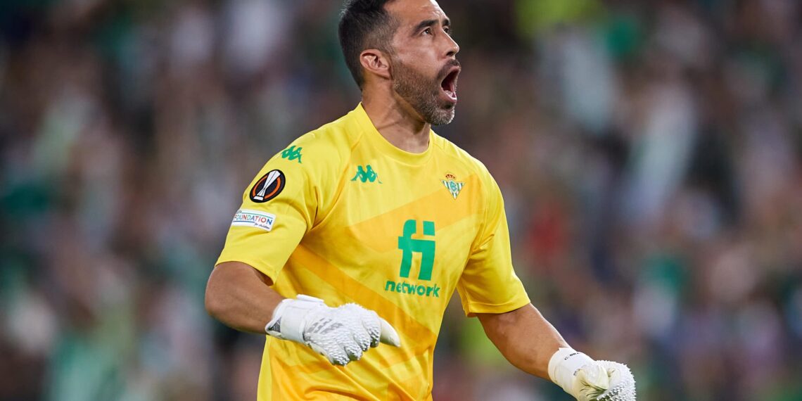 SEVILLE, SPAIN - OCTOBER 21: Claudio Bravo of Real Betis reacts during the UEFA Europa League group G match between Real Betis and Bayer Leverkusen at Estadio Benito Villamarin on October 21, 2021 in Seville, Spain. (Photo by Fran Santiago/Getty Images)
