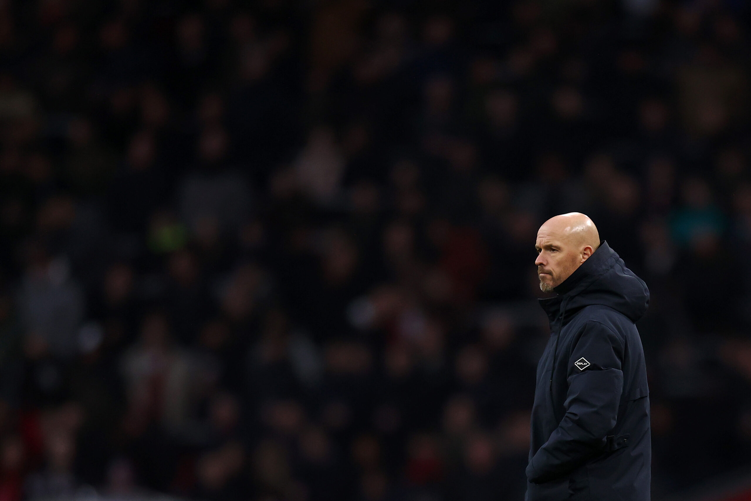 AMSTERDAM, NETHERLANDS - APRIL 09:  AFC Ajax Head Coach / Manager, Erik ten Hag looks on during the Dutch Eredivisie match between Ajax Amsterdam and Sparta Rotterdam at Johan Cruijff Arena on April 09, 2022 in Amsterdam, Netherlands. (Photo by Dean Mouhtaropoulos/Getty Images)