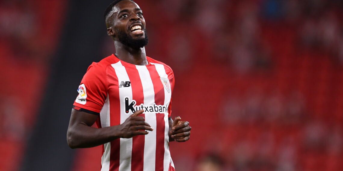 BILBAO, SPAIN - SEPTEMBER 11: Inaki Williams of Athletic Bilbao  reacts  during the LaLiga Santander match between Athletic Club and RCD Mallorca at San Mames Stadium on September 11, 2021 in Bilbao, Spain (Photo by Juan Manuel Serrano Arce/Getty Images)