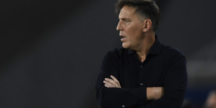 Paraguay's coach Argentine Eduardo Berizzo gestures during the Conmebol Copa America 2021 football tournament group phase match against Uruguay, at the Nilton Santos Stadium in Rio de Janeiro, Brazil, on June 28, 2021. (Photo by MAURO PIMENTEL / AFP) (Photo by MAURO PIMENTEL/AFP via Getty Images)
