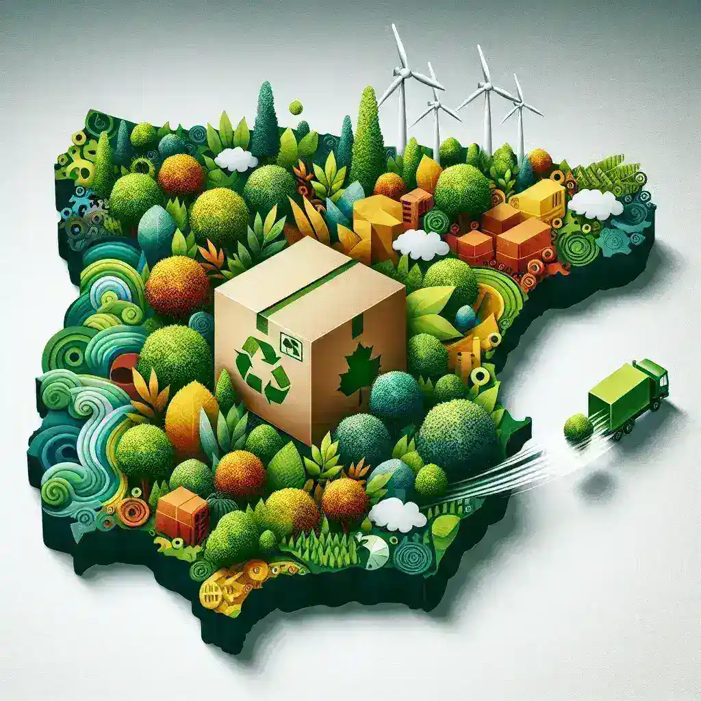 "Imagen de un paquete sostenible de Amazon España, mostrando su nuevo enfoque en envíos libres de plástico como parte de su programa de sostenibilidad."