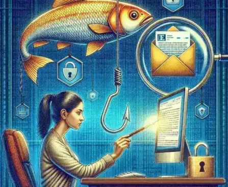 Alt text: "Infografía sobre cómo evitar ataques de phishing, destacando consejos de protección digital en la guía completa, con iconos de seguridad y ejemplos de correos electrónicos de phishing."